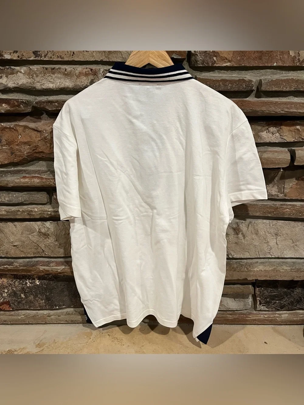 True Religion 100% Cotton White Gusset Polo with Navy Trim